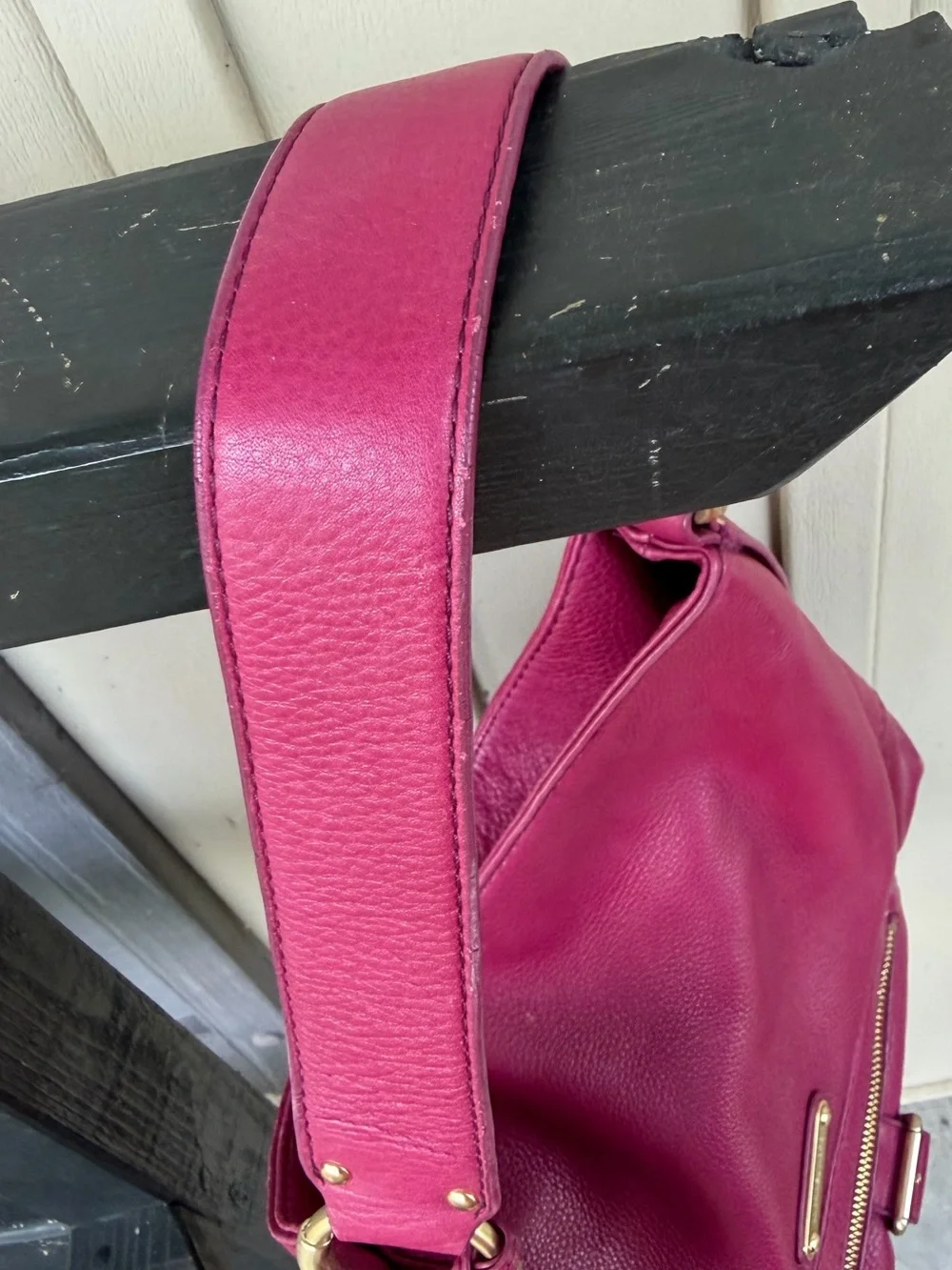 Michael Kors Austin Hot Pink Pebbled Leather Large Shoulder Bag Hobo